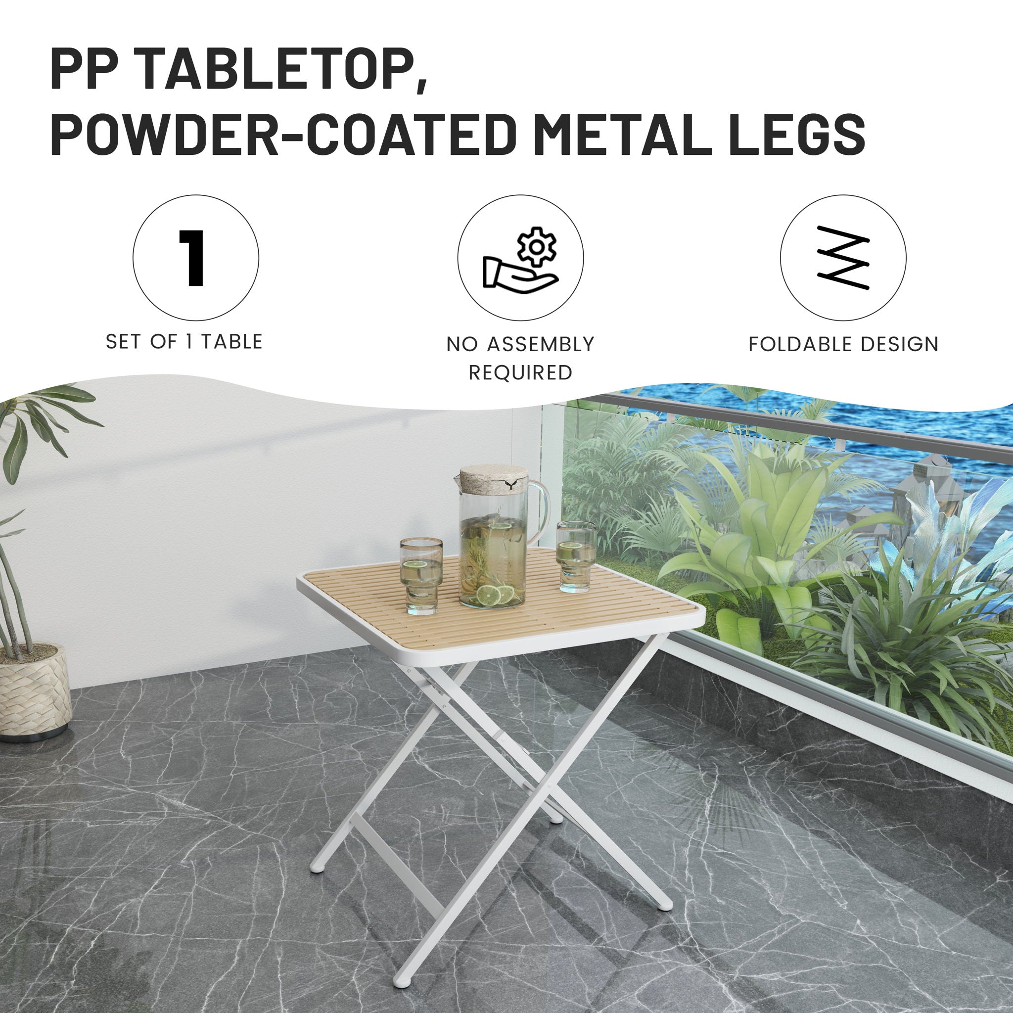 4 Piece Set Of Modern Striped Single Chairs With Folding Square Table