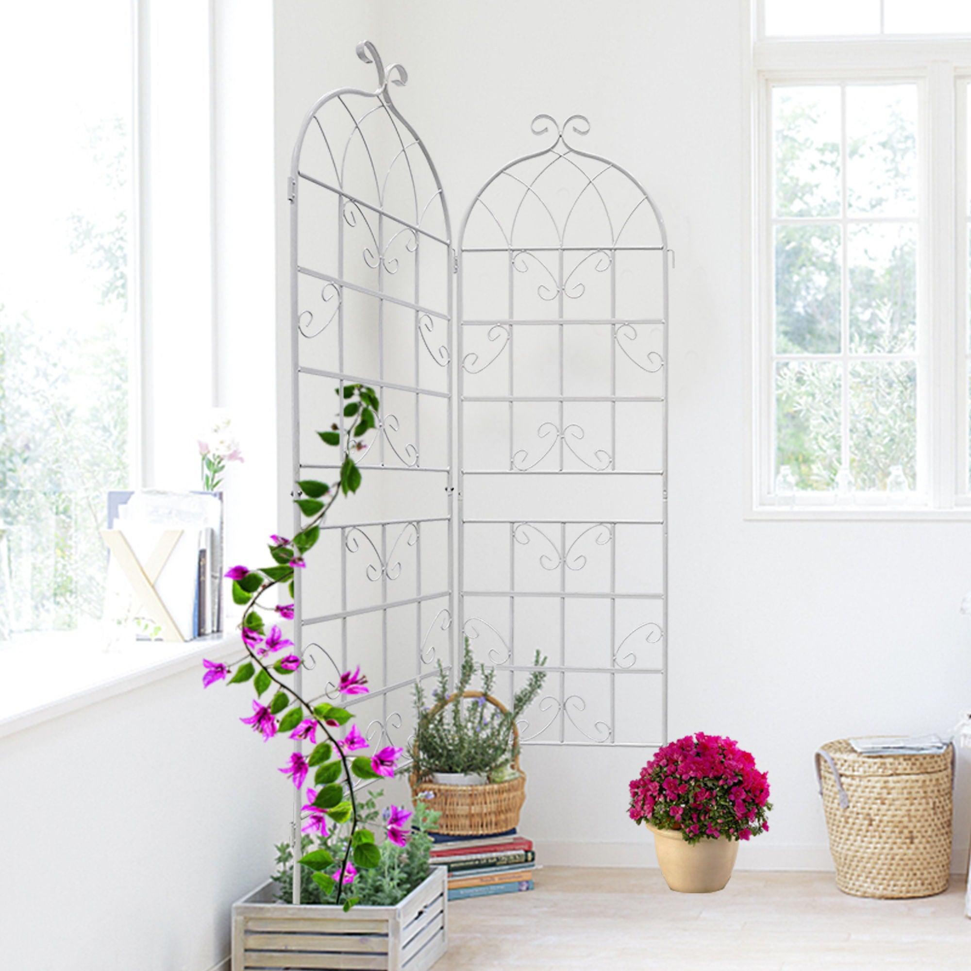 Metal Garden Rustproof Trellis For Climbing Plants Outdoor Flower Support