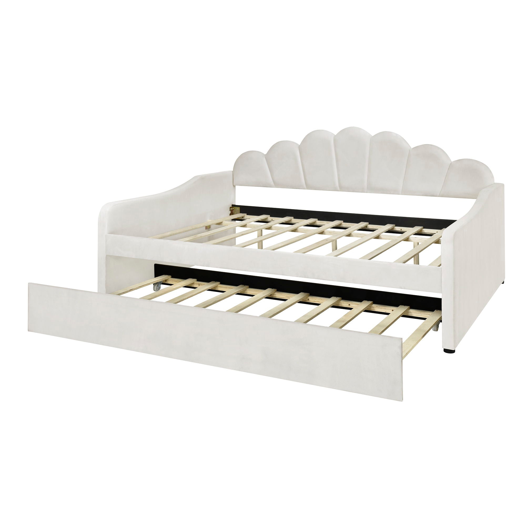 Upholstery Daybed Frame With Shell Shaped Backrest