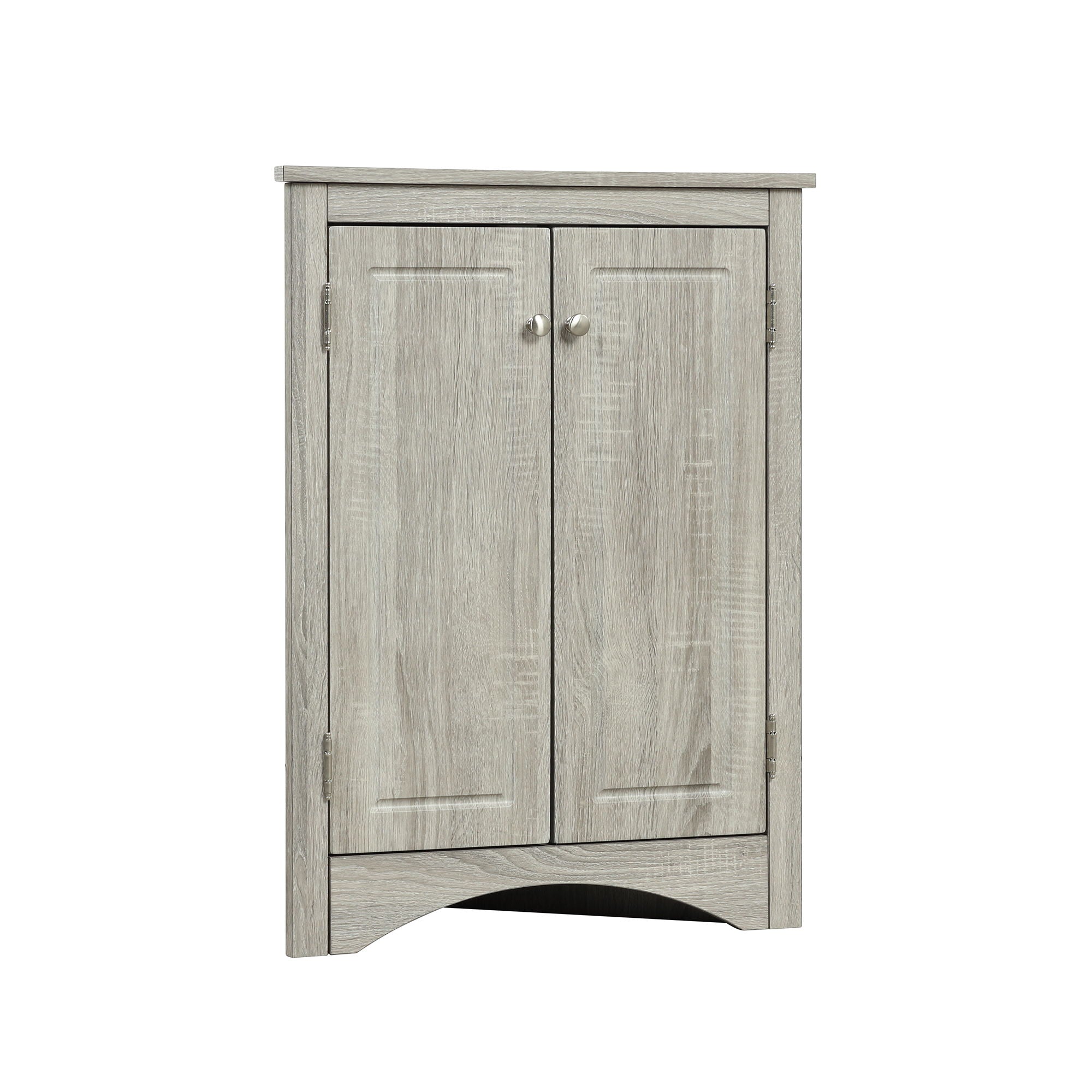Triangle Bathroom Storage Cabinet With Adjustable Shelves, Freestanding Floor Cabinet - Oak