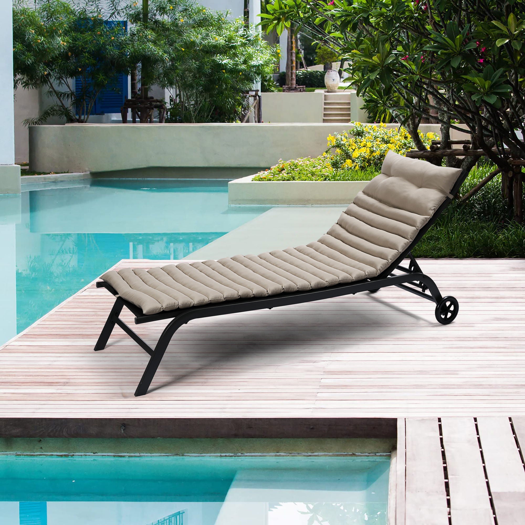 2 Piece Outdoor Chaise Lounge Chair Cushion Replacement Set