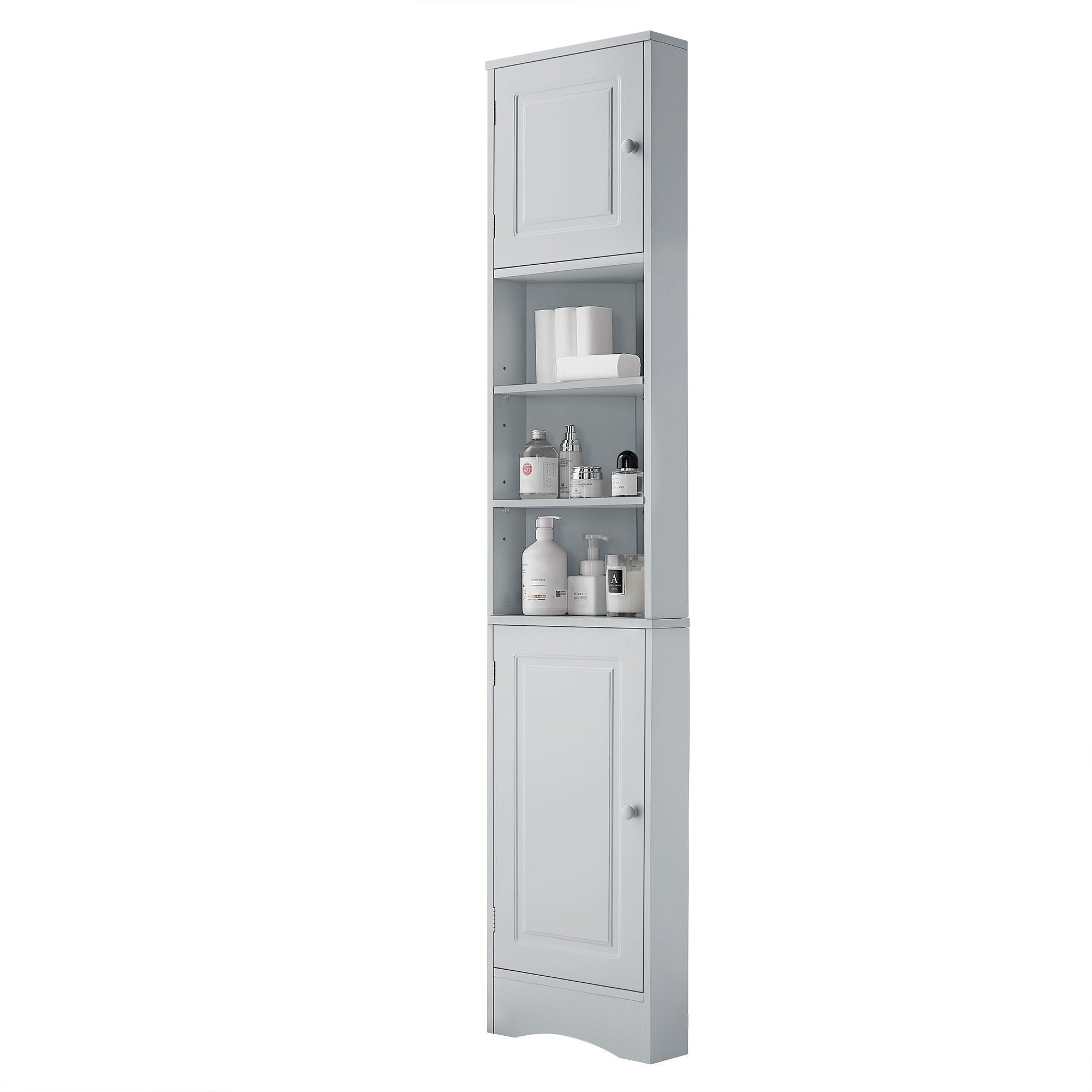 Multi Functional Corner Cabinet With Adjustable Shelves And 2 Doors