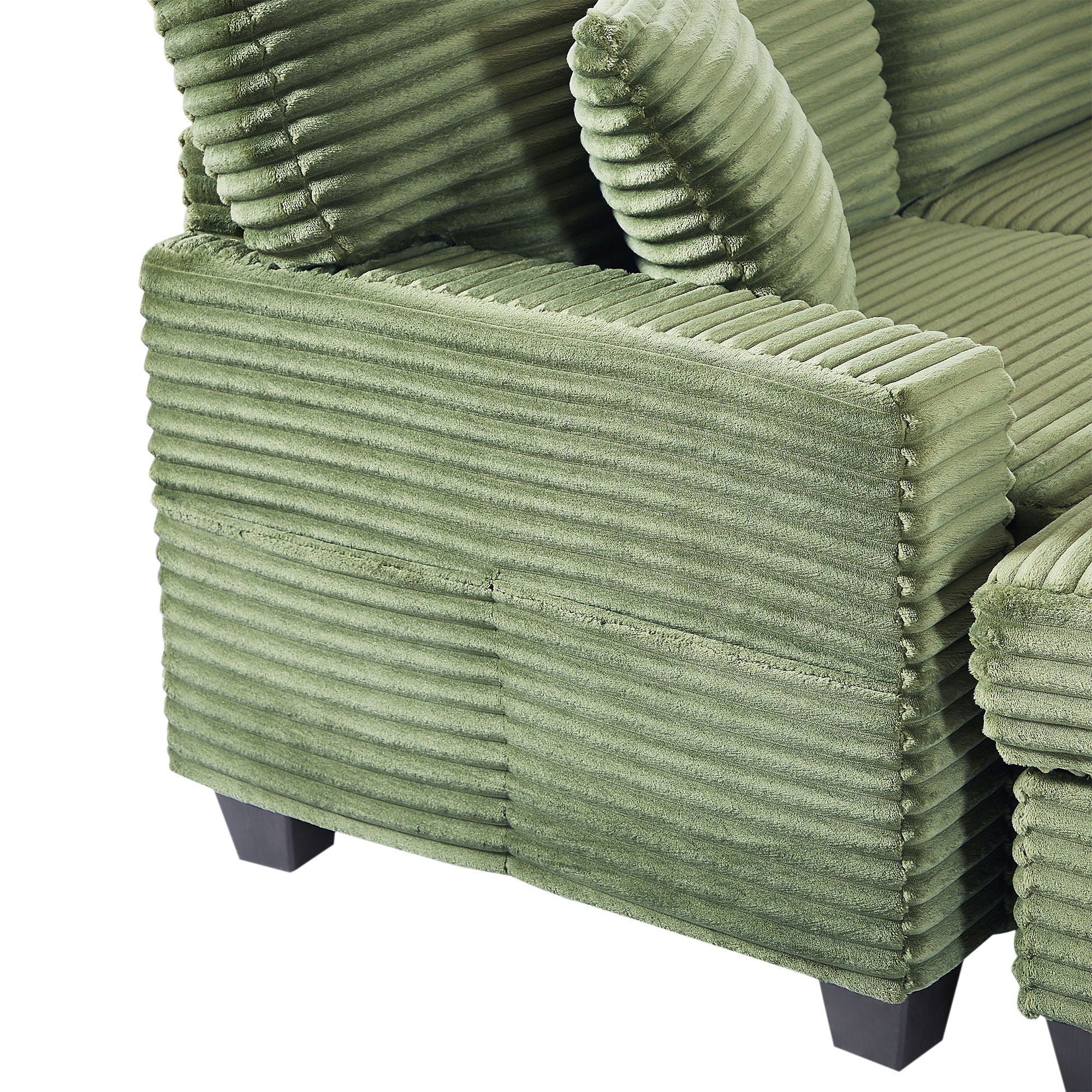 Upholstered U-Shaped Sectional Sofa With Movable Ottoman And Side Storage Pockets