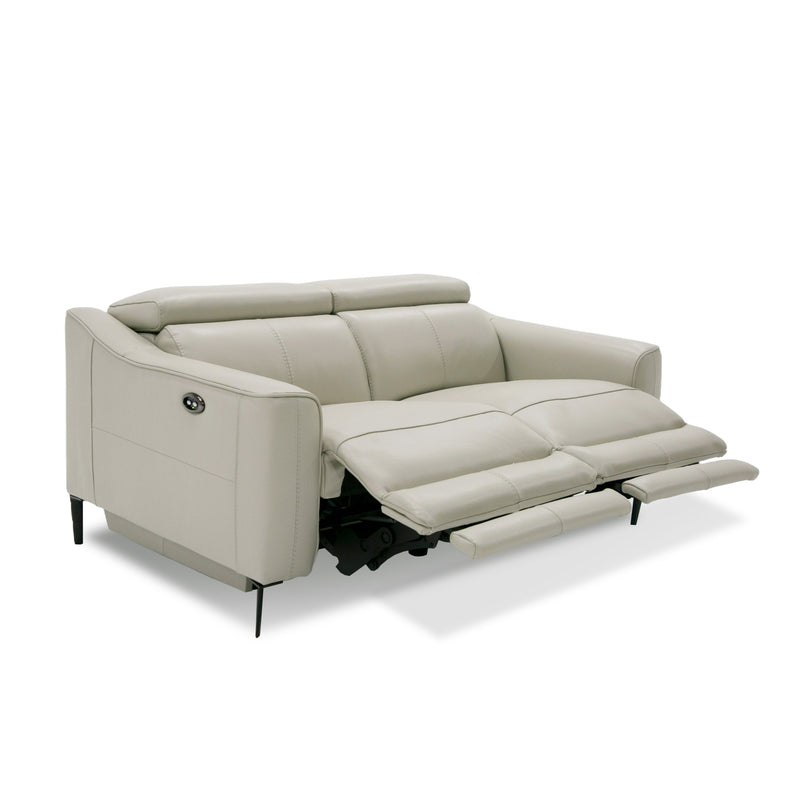 Divani Casa Eden - Modern Grey Leather Loveseat with 2 Recliners