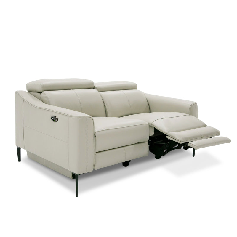 Divani Casa Eden - Modern Grey Leather Loveseat with 2 Recliners
