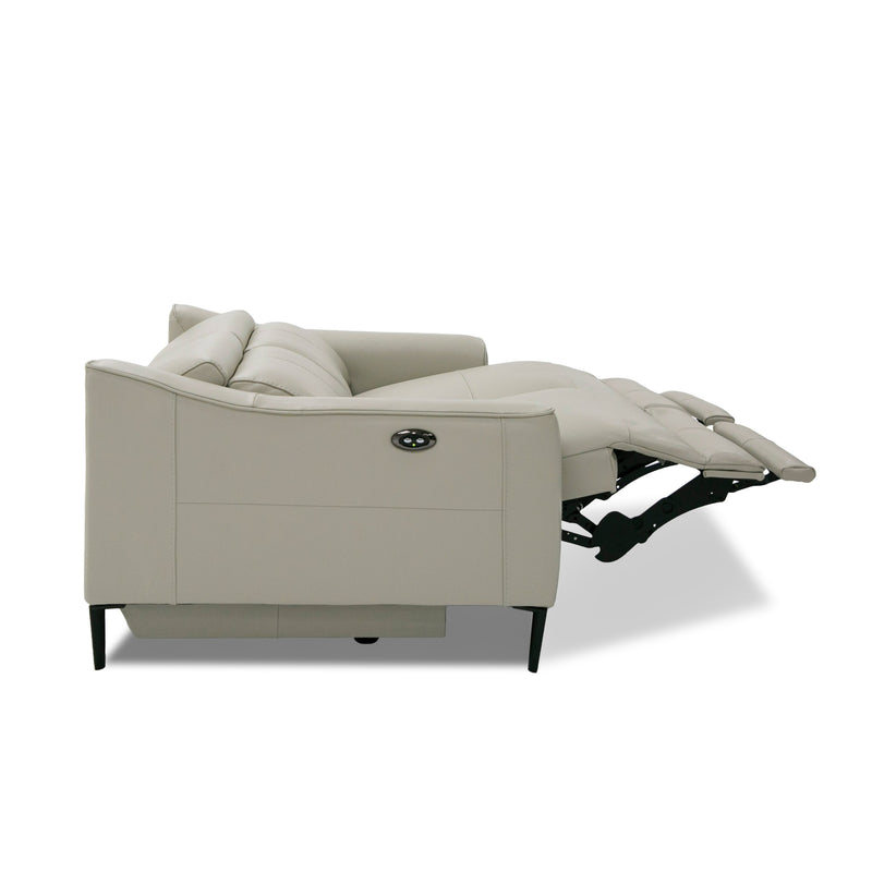 Divani Casa Eden - Modern Grey Leather Loveseat with 2 Recliners