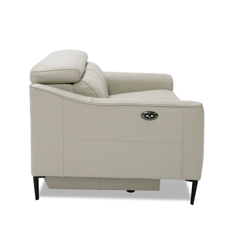 Divani Casa Eden - Modern Grey Leather Loveseat with 2 Recliners