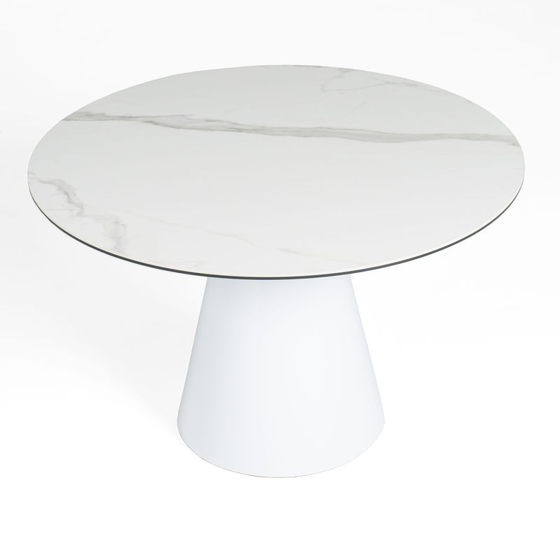 Modrest Edith - Modern Round White Ceramic Dining Table