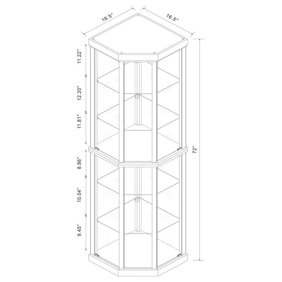 Appledale - 6-Shelf Corner Curio Display Cabinet - Medium Brown