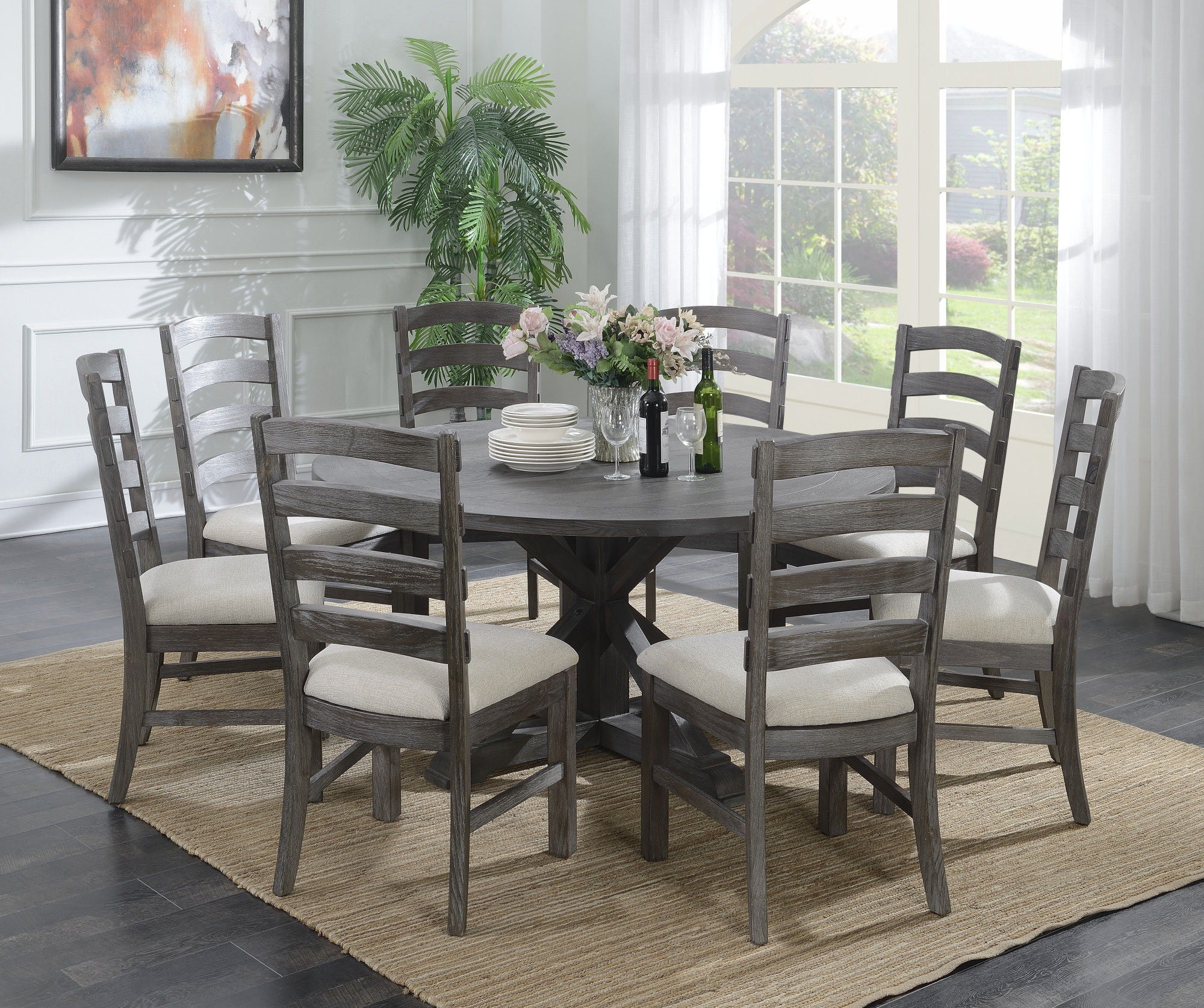Upholstered Dining Chairs (Set of 2) - Brown - Wood