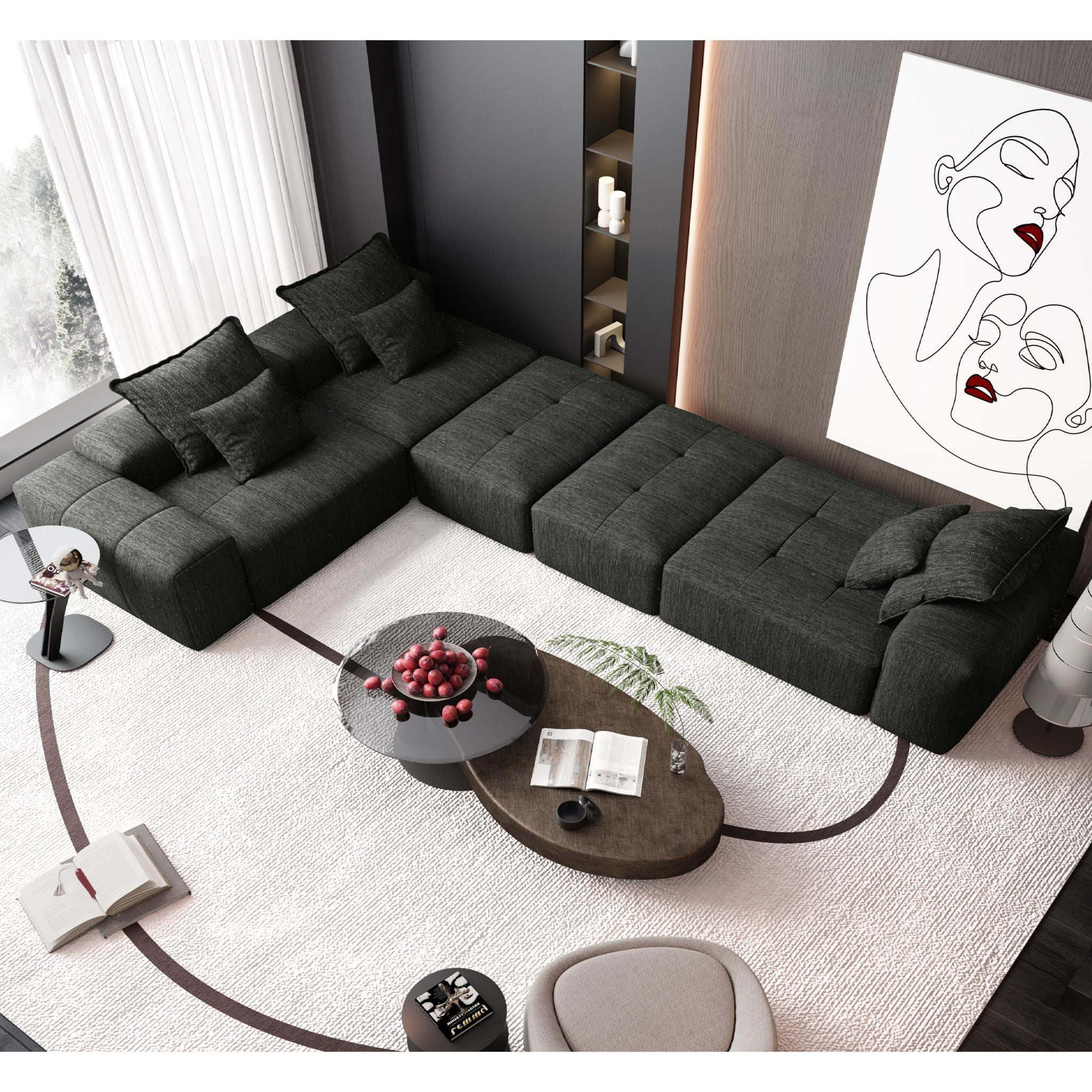 Modern Oversized Diy Combination, Modular Sectional Sofa With Pillows