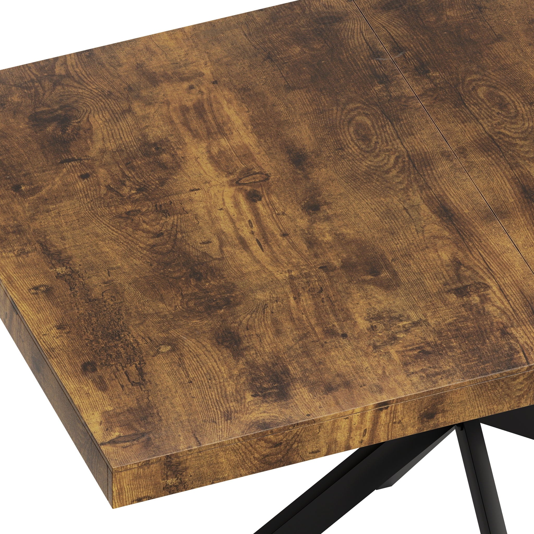Retro Rectangular Stretch Dining Table With Embossed Center Plate