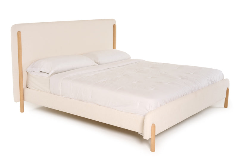 Modrest Electra - Modern Ivory Fabric + Rubberwood Bed