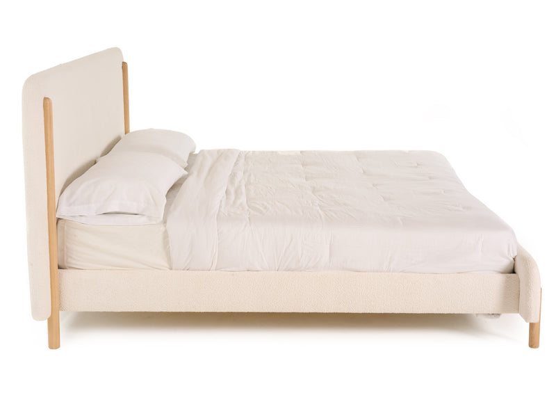 Modrest Electra - Modern Ivory Fabric + Rubberwood Bed