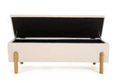 Modrest Electra - Modern Ivory Fabric + Rubberwood Bench With Storage