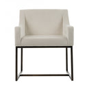 Modrest Elijah - Modern Beige & Copper Antique Brass Dining Chair