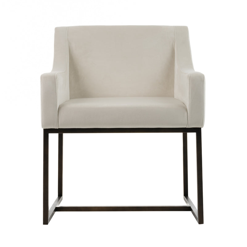 Modrest Elijah - Modern Beige & Copper Antique Brass Dining Chair