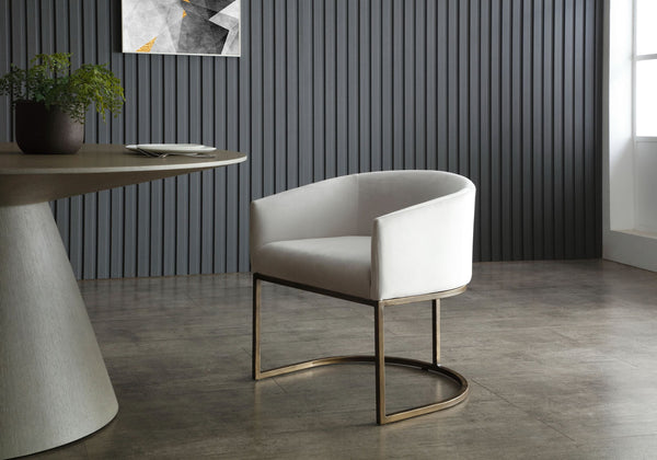Modrest Elisa - Modern Beige Velvet & Brass Dining Chair