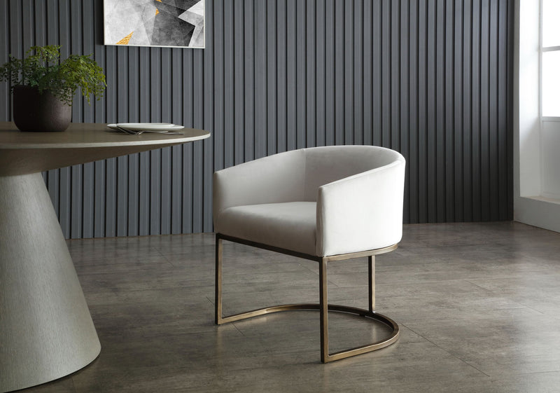 Modrest Elisa - Modern Beige Velvet & Brass Dining Chair