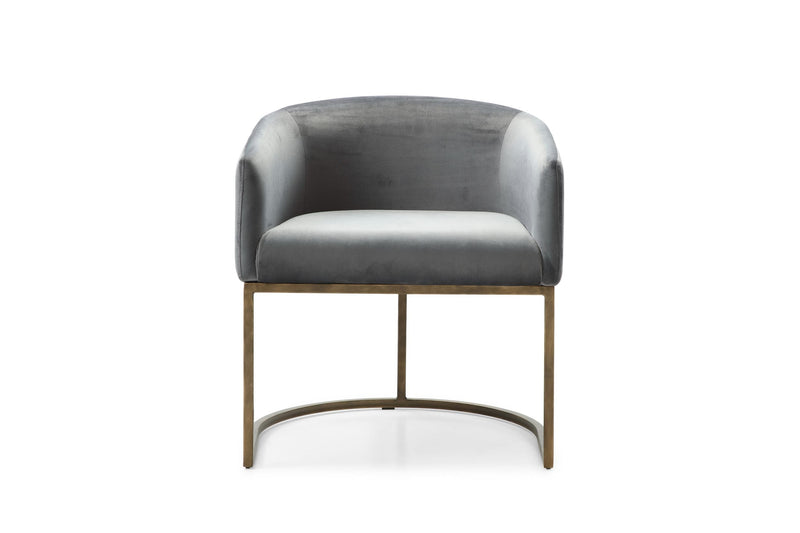 Modrest Elisa - Modern Grey Velvet & Brass Dining Chair