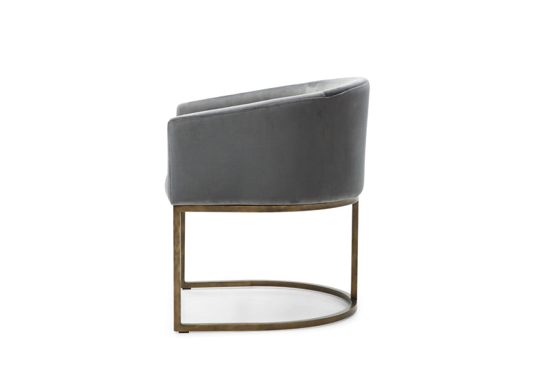 Modrest Elisa - Modern Grey Velvet & Brass Dining Chair