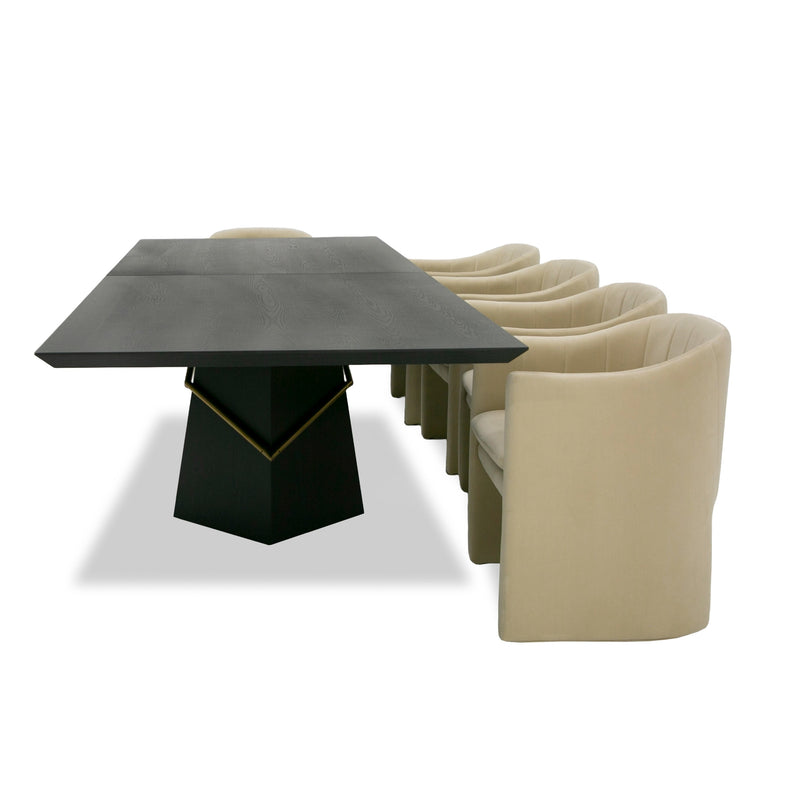 Modrest Elkhorn - Glam Black Ash + Stainless Steel 126" Dining Table