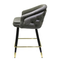 Modrest Elliot - Contemporary Grey & Black/Gold Dining Bar Stool (Set of 2)