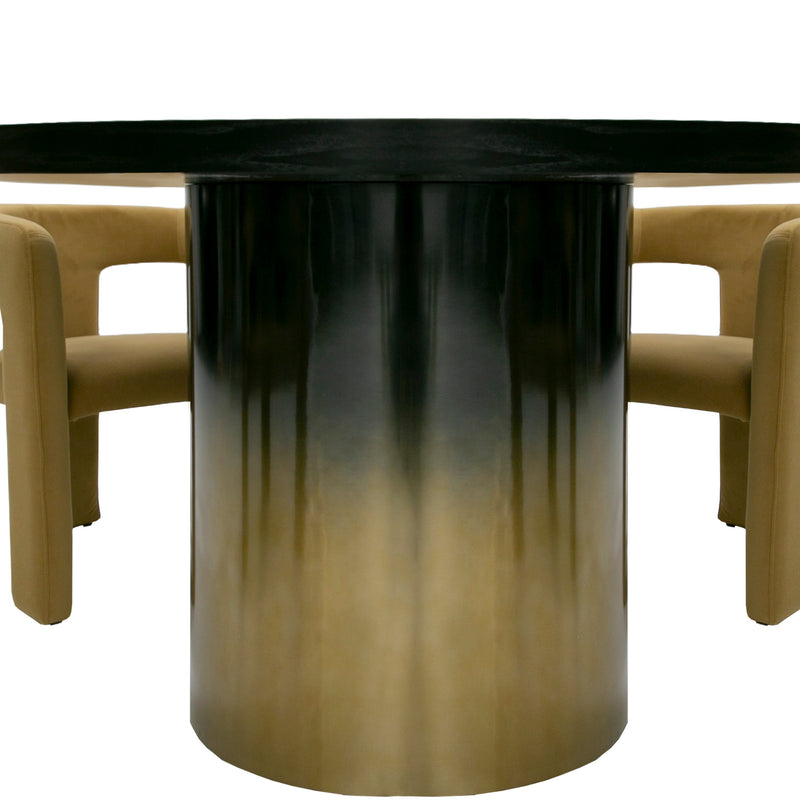 Modrest Elmira - Glam Black Ash + Gradient Stainless Steel Round Dining Table