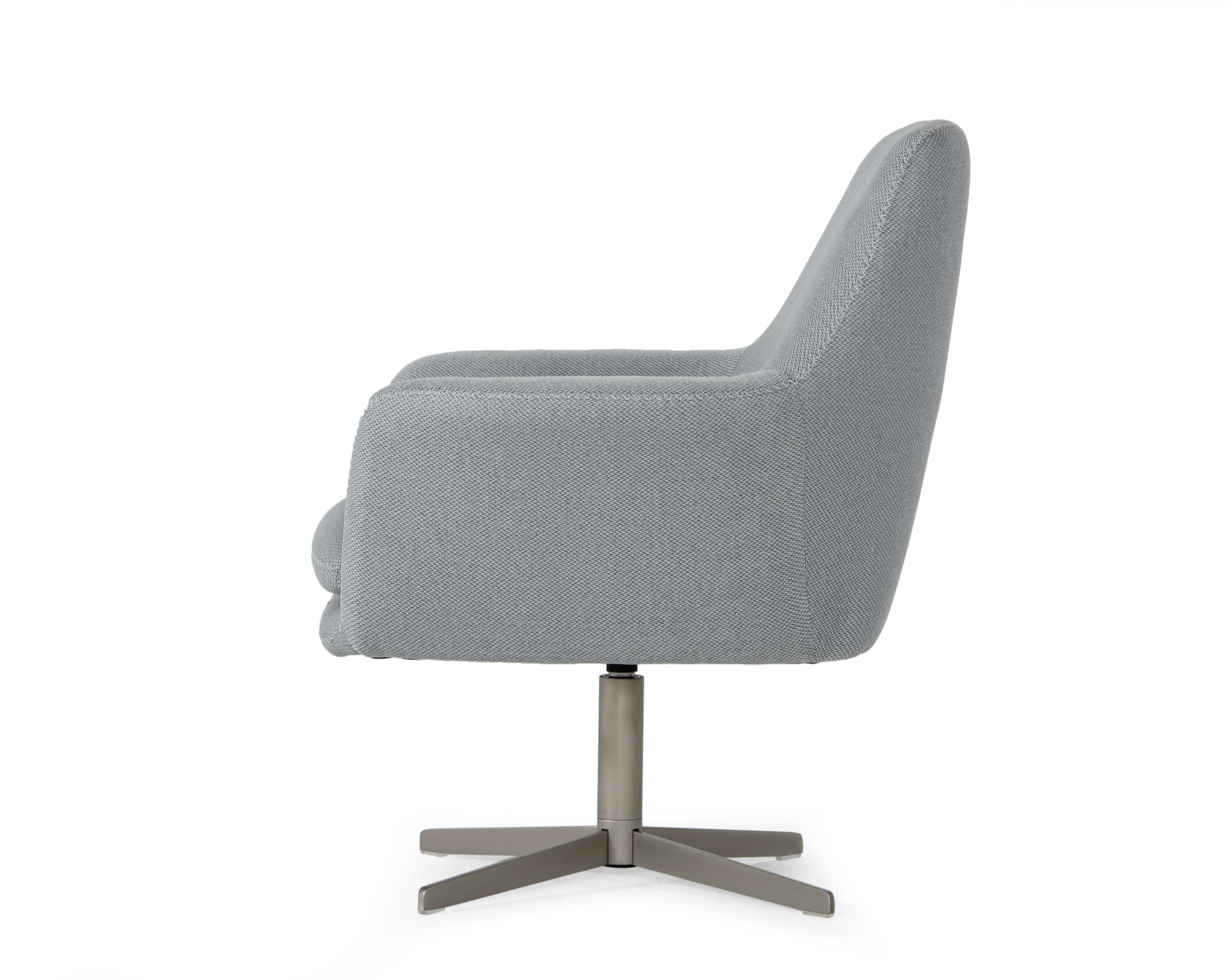 Divani Casa Elvin - Modern Grey Fabric Swivel Lounge Chair