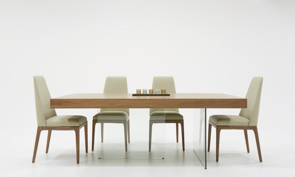 Modrest Encino Modern Walnut & Glass Dining Table