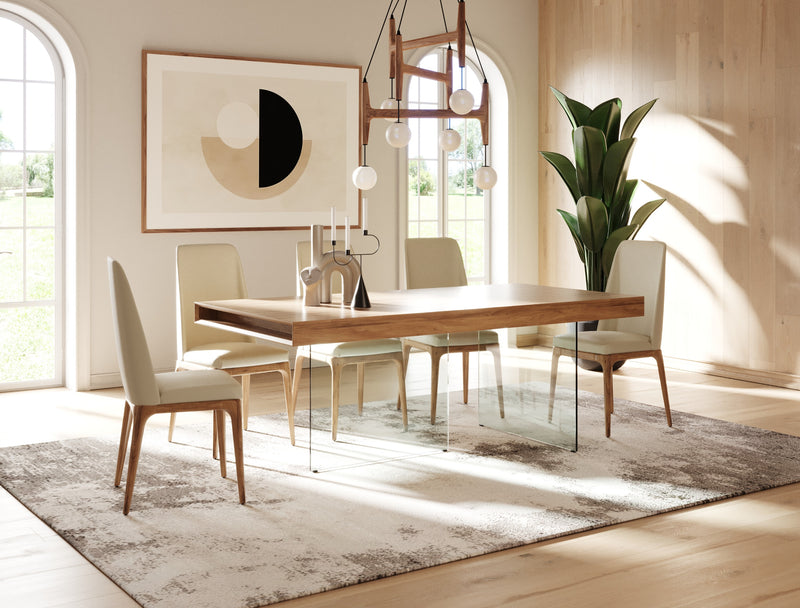 Modrest Encino Modern Walnut & Glass Dining Table