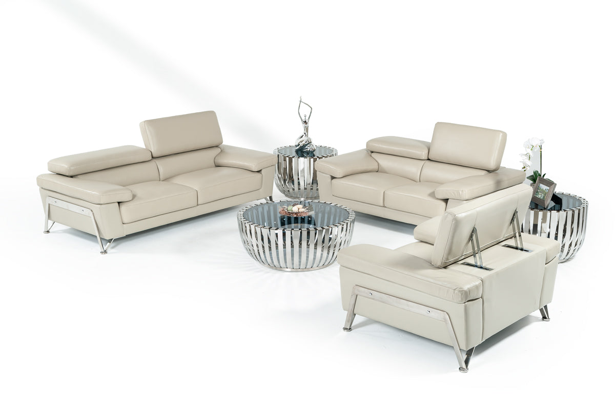 Divani Casa Encore Modern Grey Leather Loveseat