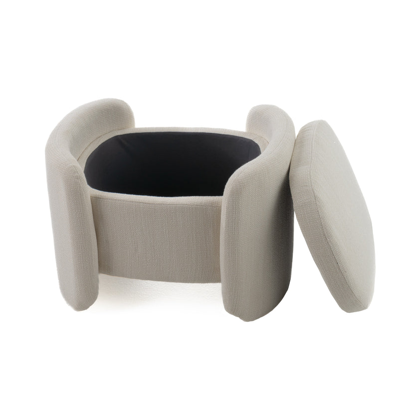 Modrest Erin - Modern Cream Fabric Storage Ottoman