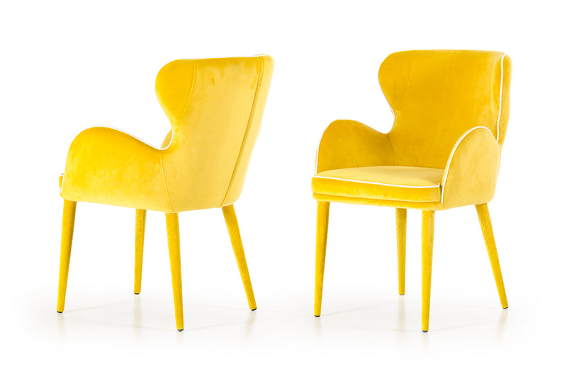 Modrest Tigard Mid-Century Yellow Fabric Dining Chair