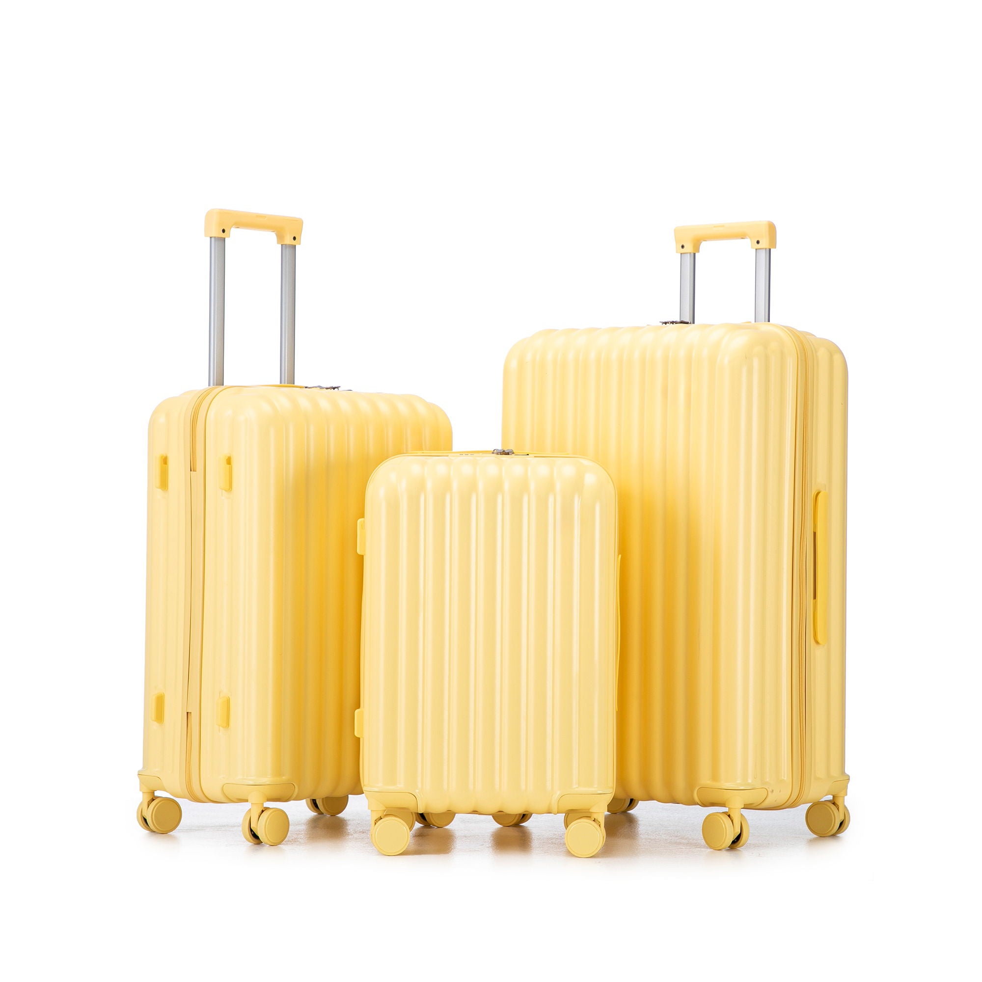 20" / 24" / 28" 3 Pieces / Set Spinner Wheel Luggage, Carry On Suitcase, With Cup Holder & USB Port & Phone Holder