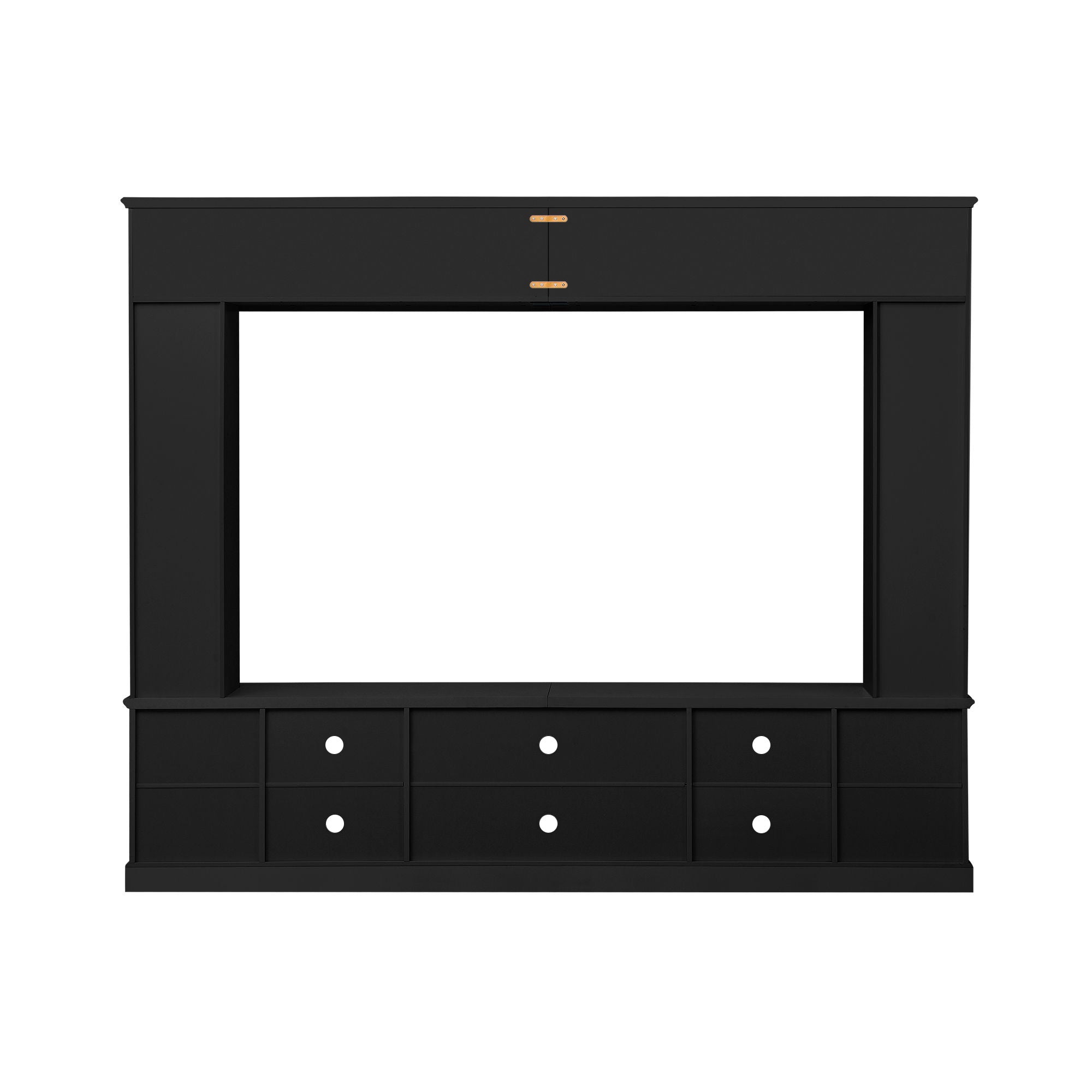 All-In-One Entertainment Center With Bookshelves & Tempered Glass Doors, TV Console Unit For Living Room