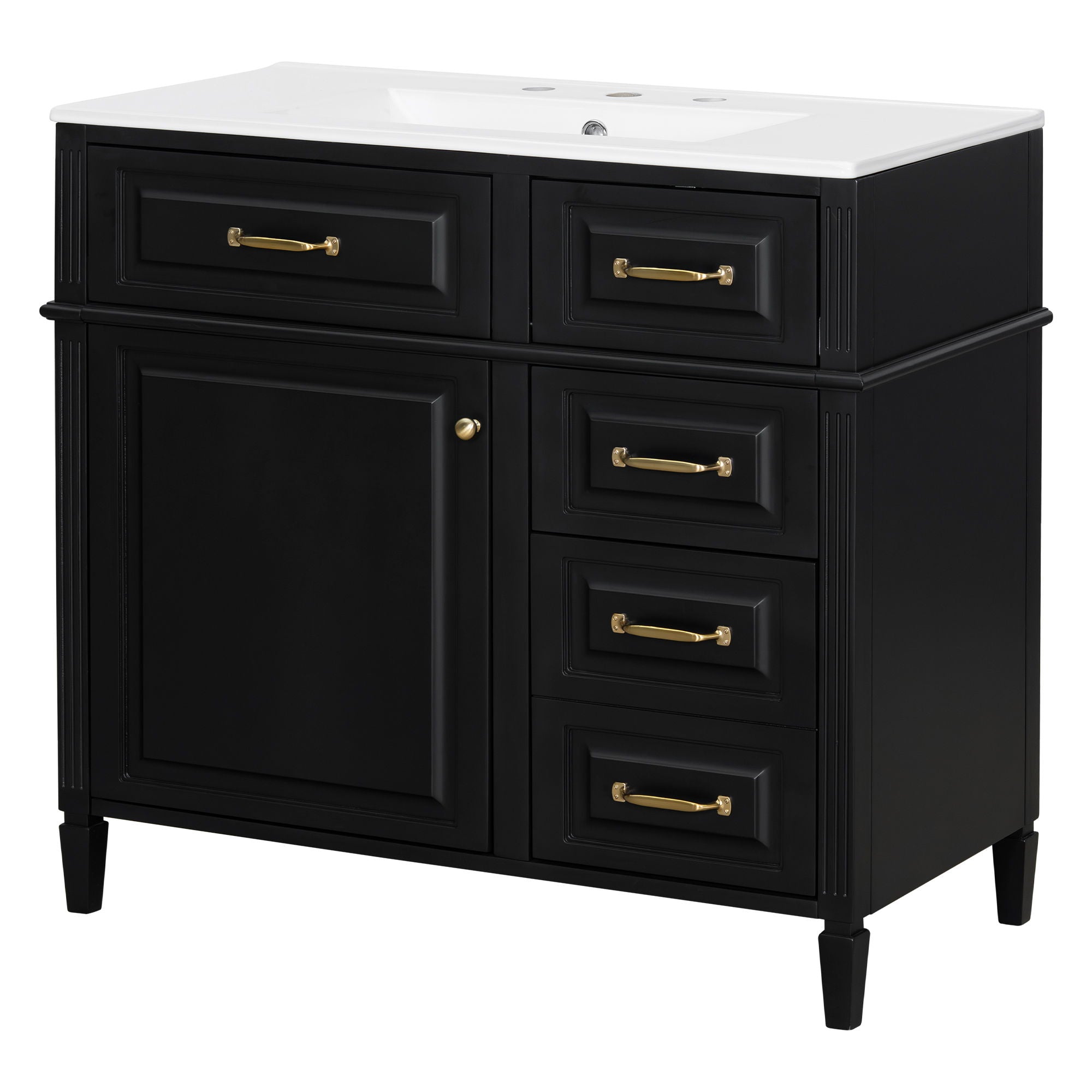 Modern Bathroom Vanity With Sink Top, Flip Drawer Design