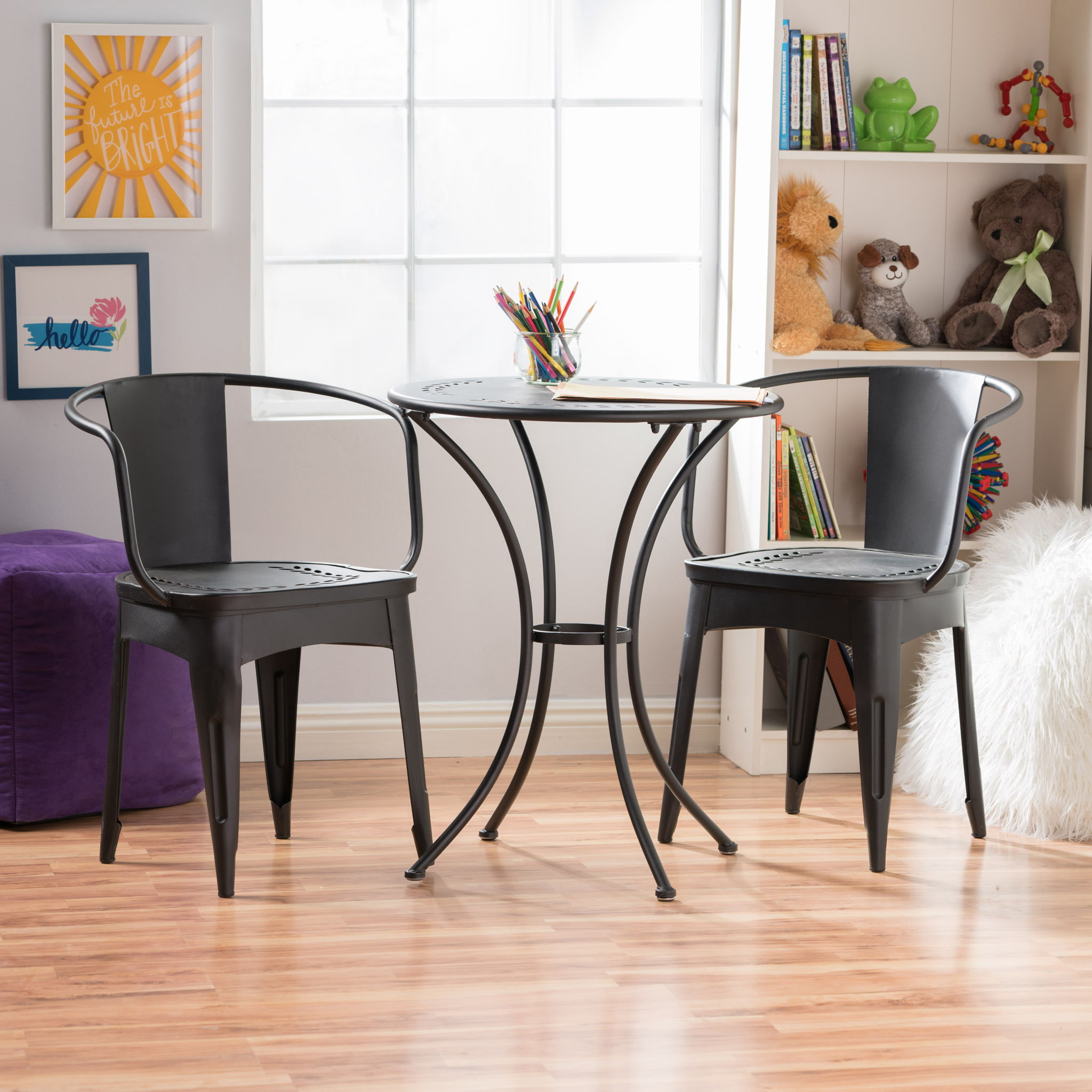 Ambrosia - 3 Piece Bistro Set With Leaf Motifs Top And Seat