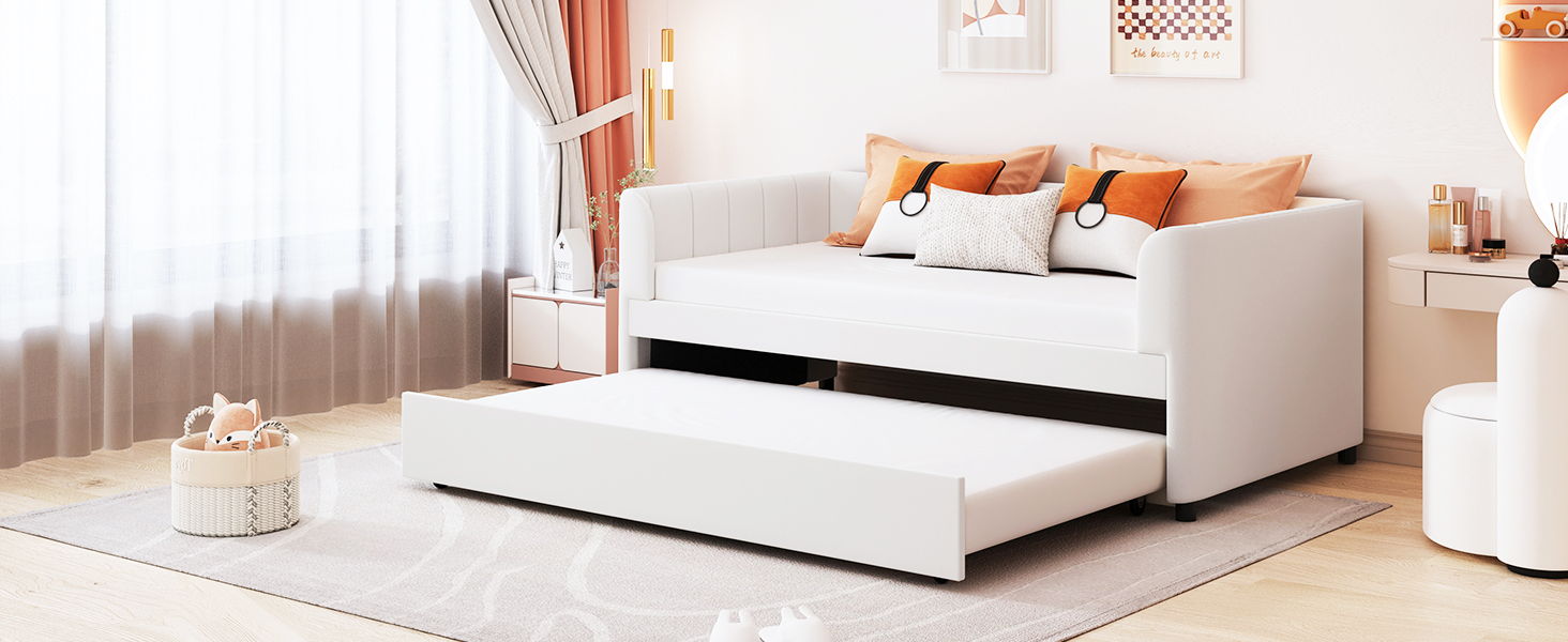 Upholstered Daybed With Ergonomic Design Backrest
