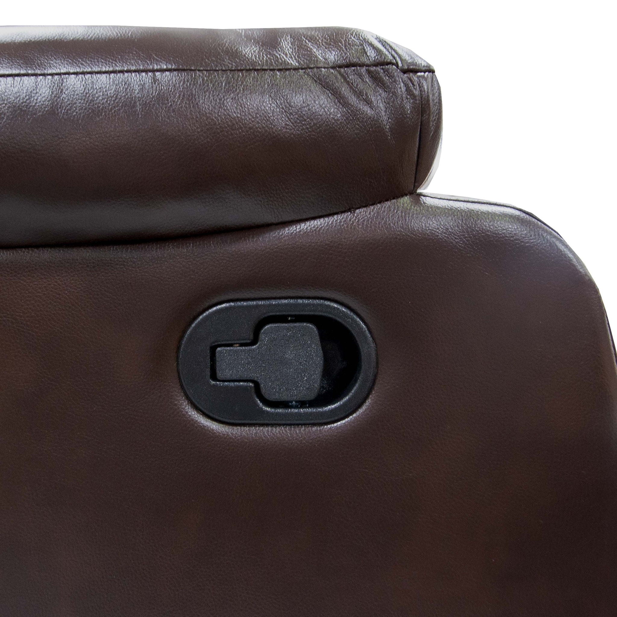 Leatherette Recliner With Pillow Arms And Headrest For Living Room - Brown