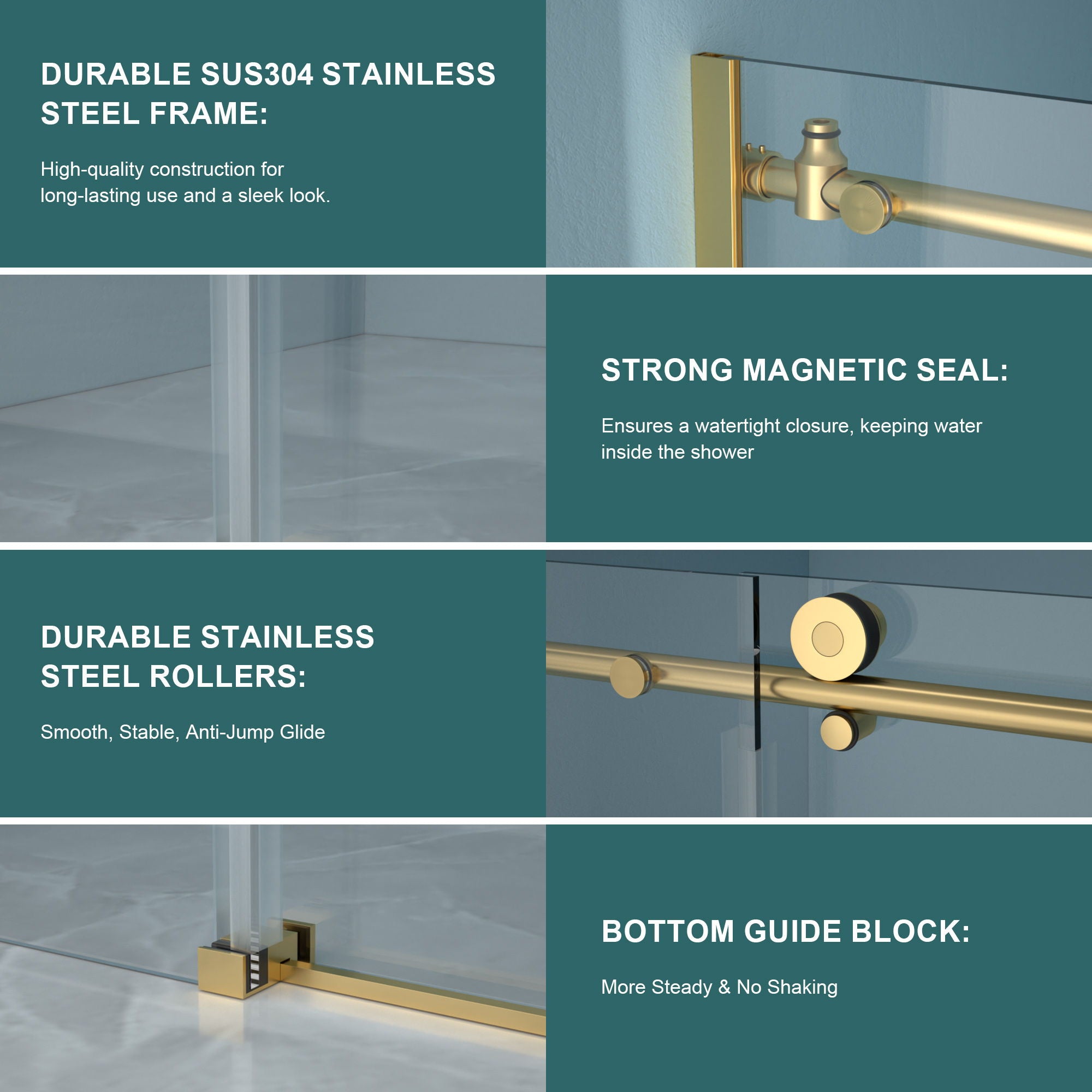 Single Sliding Bypass Shower Door Enclosure With Tempered Glass