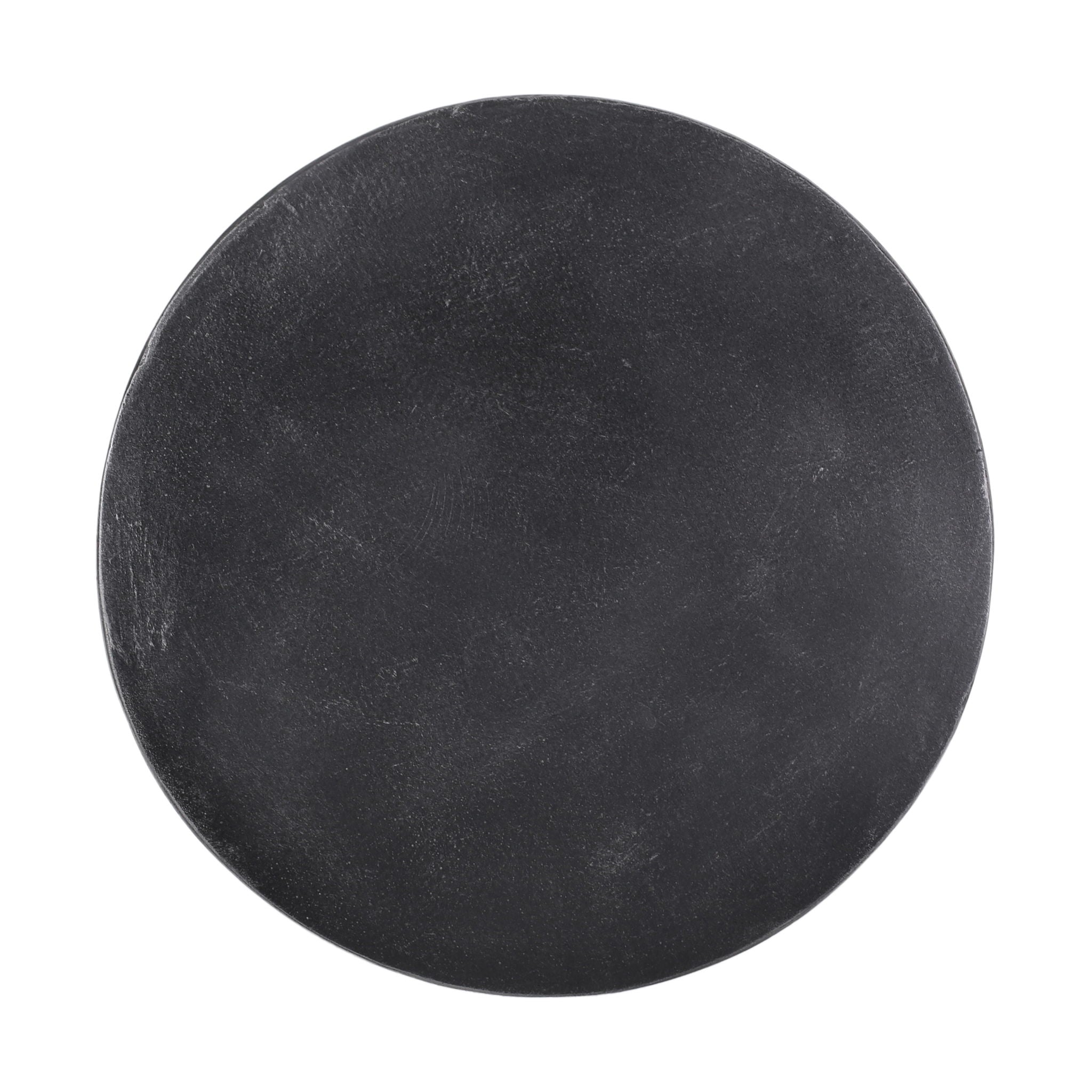 Outdoor Lightweight Concrete End Table With Natural Texture - Matte Black