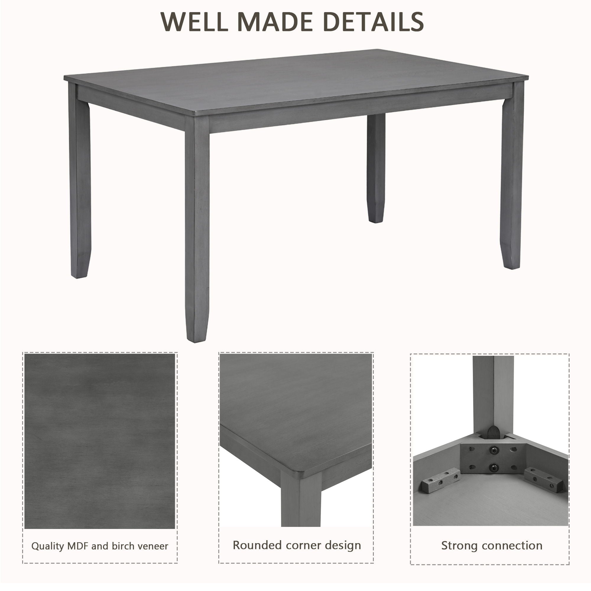 Kitchen Dining Set, Rectangular Dining Table & Upholstered Chairs