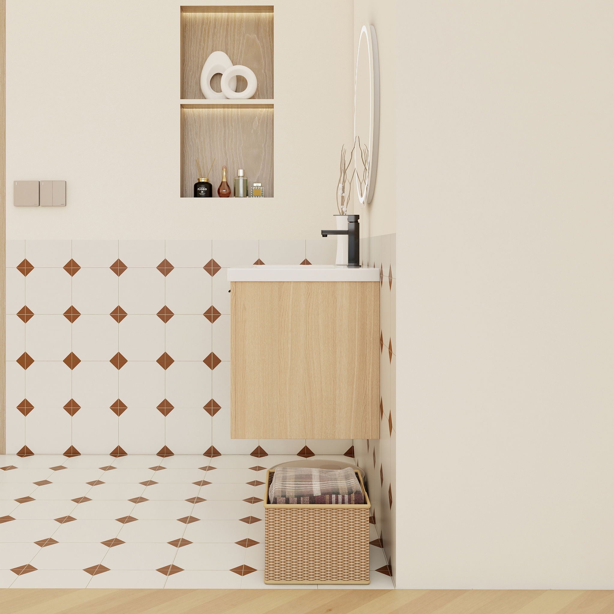 Floating Bathroom Vanity With Sink, Wall Mounted Double Door Storage