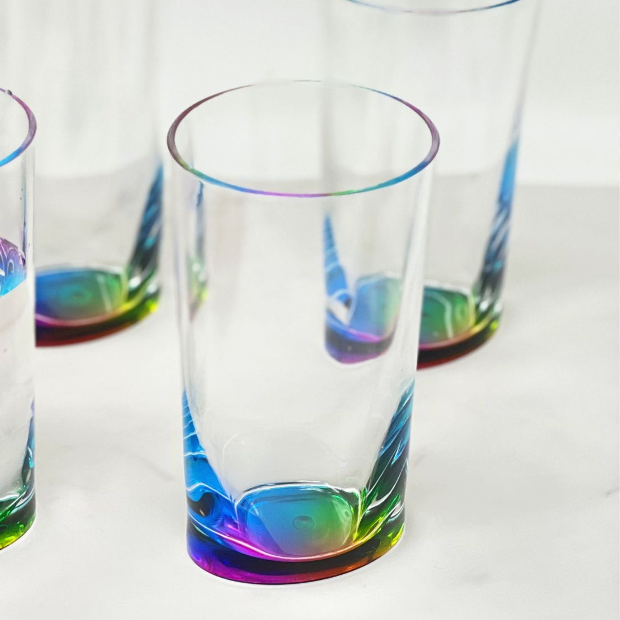Leading Ware Oval Halo Acrylic Glasses Drinking, 15Oz (Set of 4) Hi Ball, Bpa Free - Clear