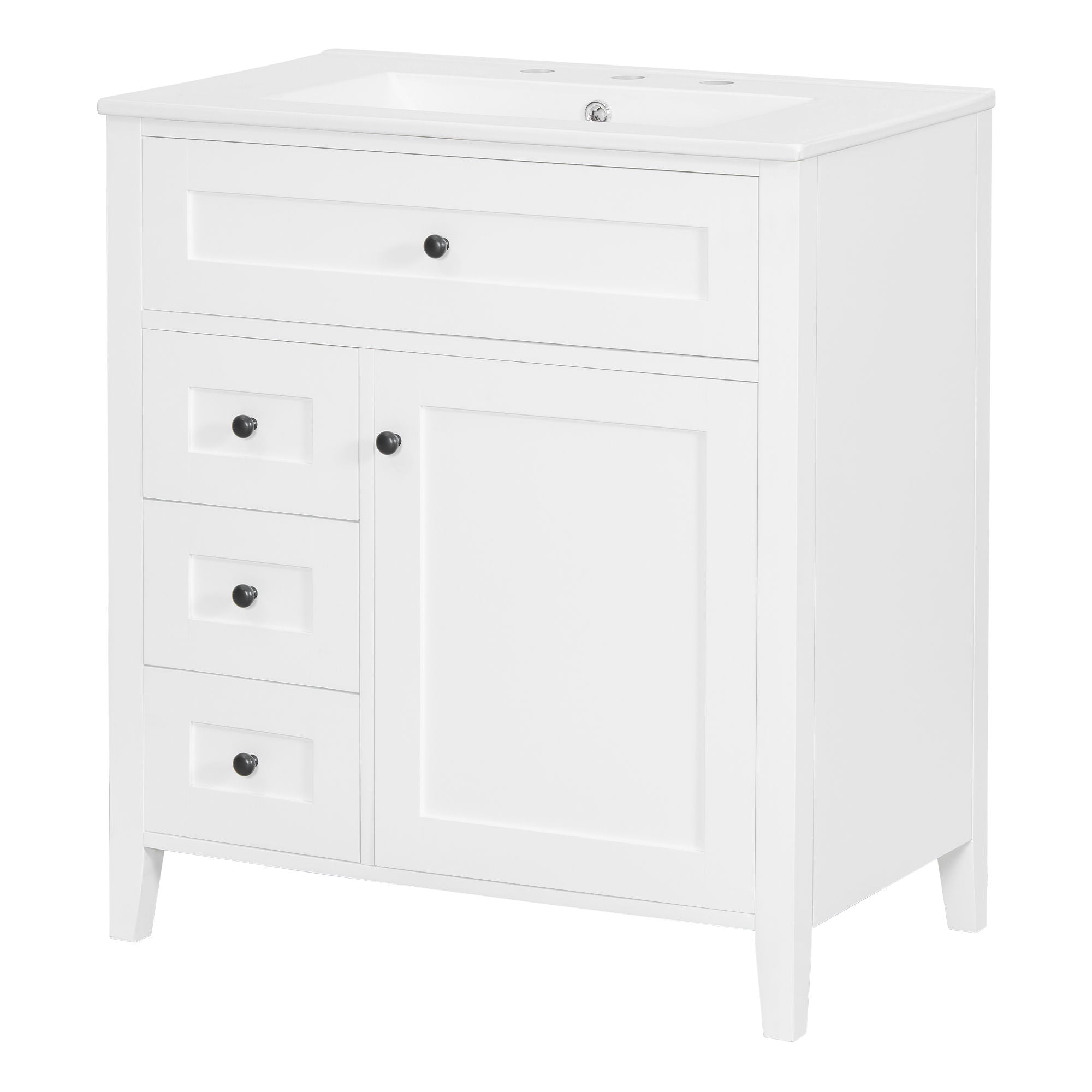Modern Bathroom Vanity With Sink, 3 Drawers And Adjustable Shelf