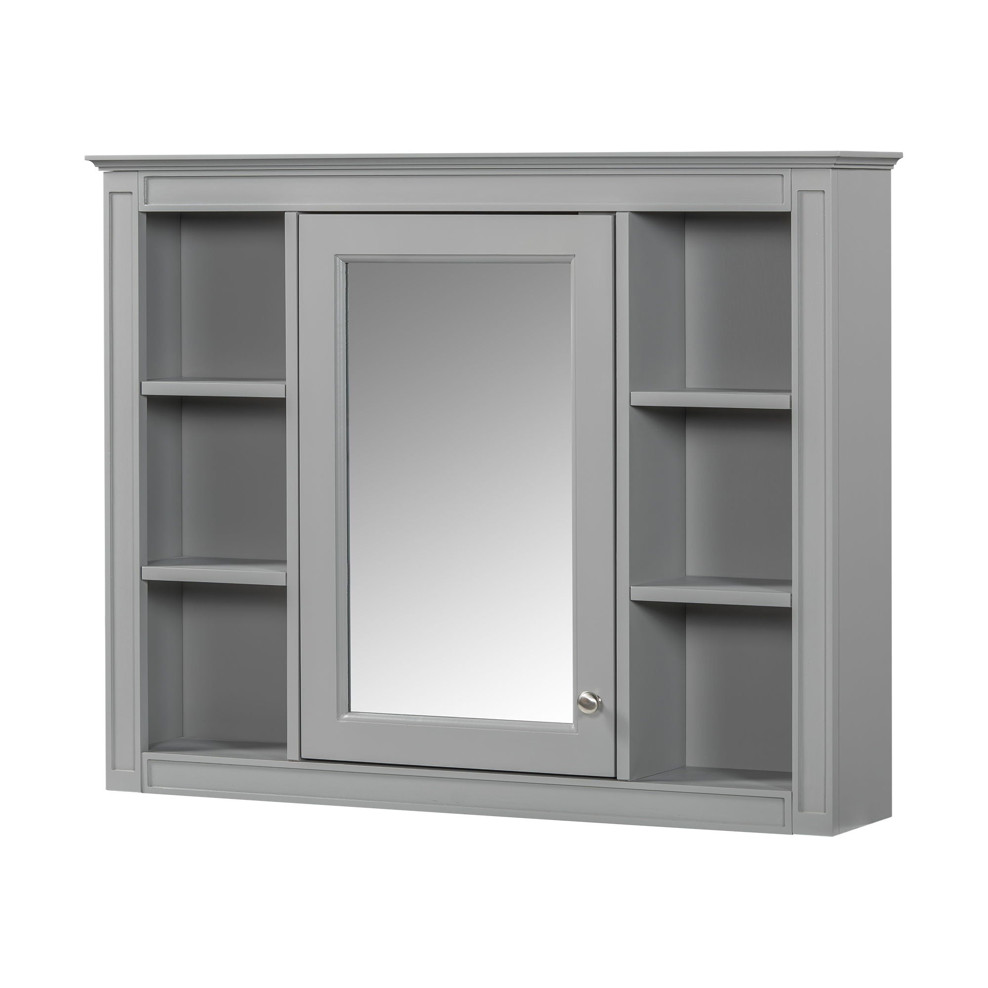 Bathroom Vanity With Mirror Cabinet, Single Sink With 2 Soft Closing Doors And 4 Drawers