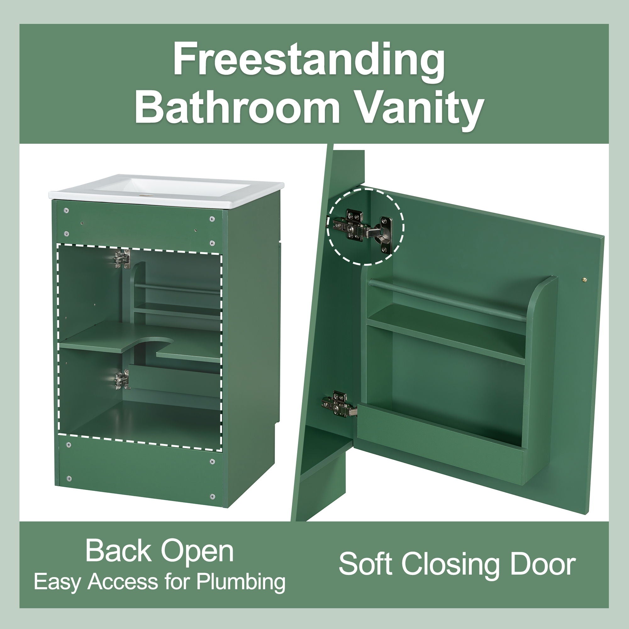 Bathroom Vanity With Sink, Cabinet With Adjustable Shelf
