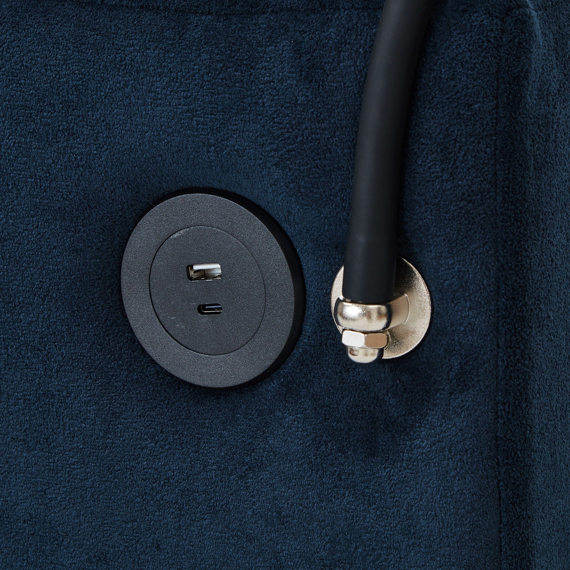 Modern Style Armchair Chaise Lounge Sofa Couch With Movable Storage Ottoman, USB Ports, Cup Holders, Phone Holder, Side Pockets