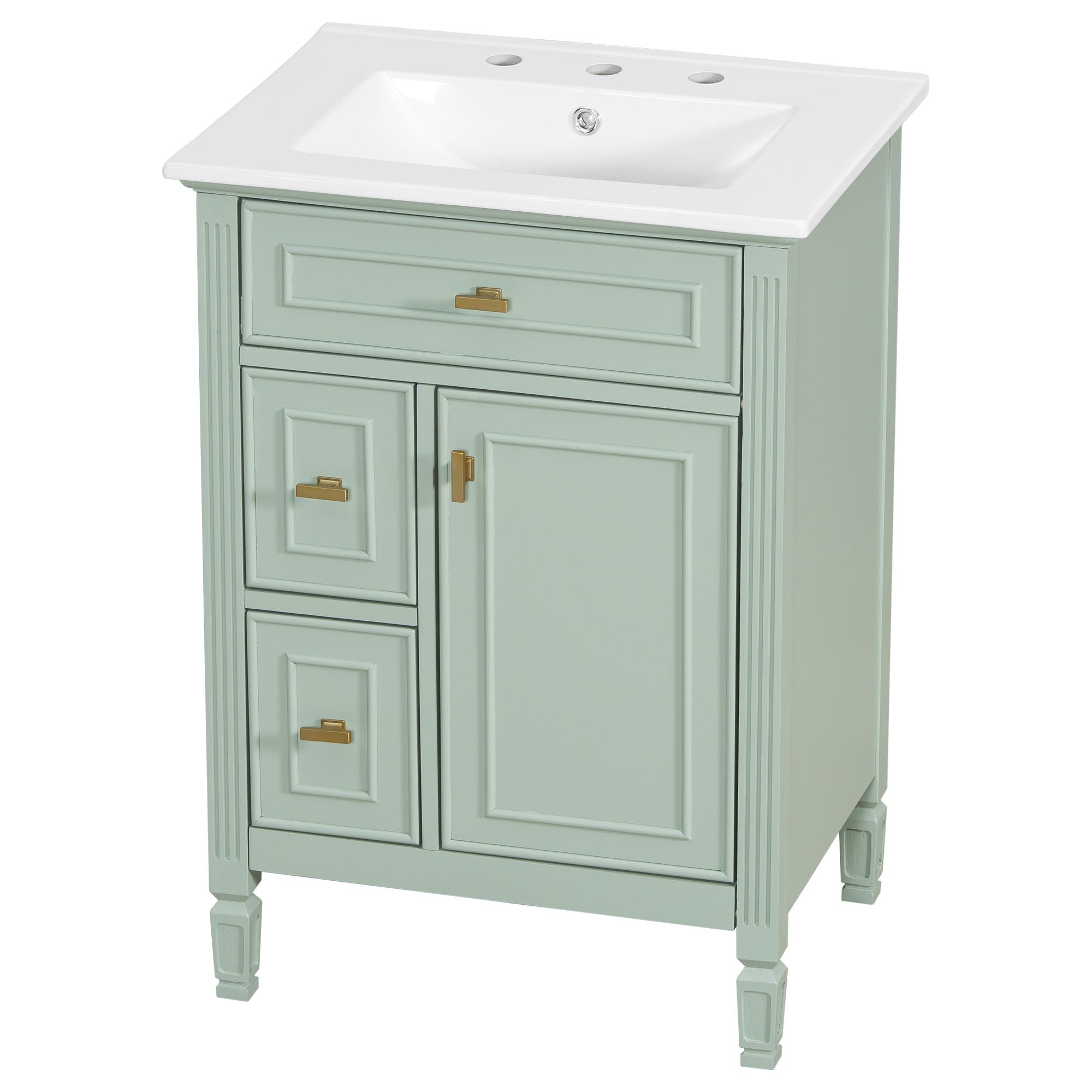 Modern Bathroom Vanity With Sink, Flip Drawer, 2 Drawers, Adjustable Shelf